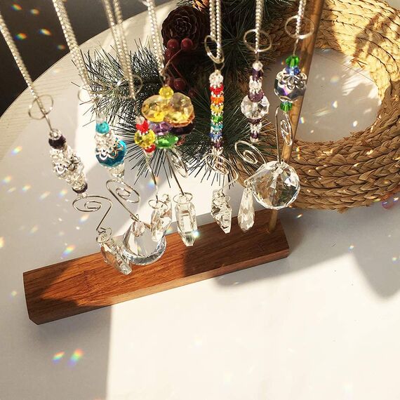 H&D HYALINE & DORA 7 Stück Kristall Regenbogen Sonnenfänger Glasperlen Kette hängen Fengshui Anhänger für Fenster, Garten