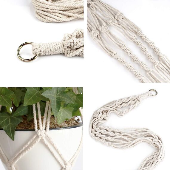 YHmall 3 Stück Makramee Blumenampel, Blumenampel hängend Innen, Pflanzenaufhänger, Blumentopf Hängend mit Baumwollseil für Innen Außen Decken Balkone Wanddekoration 105 cm Belastung 10 kg