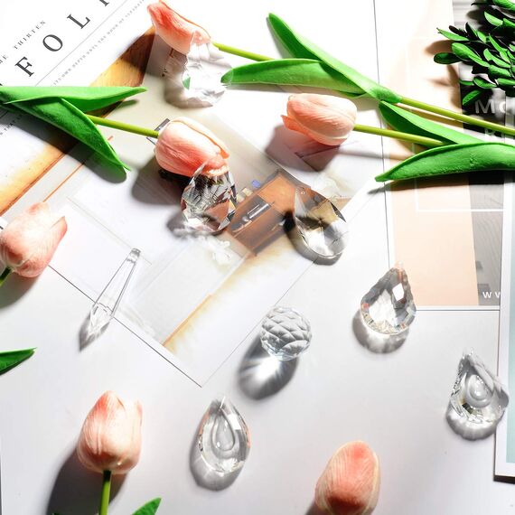 Herefun Kristall Sonnenfänger, 15er Pack Feng Shui Kronleuchter Glas Prisma Anhänger Lampen, Als Dekoration