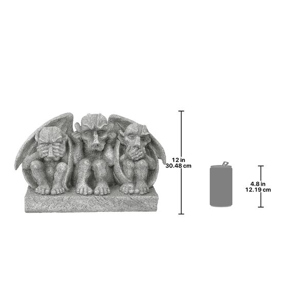 Design Toscano LY37300 Gargoyle-Trio ‚Nichts Böses Sehen, hören, Sagen‘, Skulptur, Resin, grau, 20.5 x 40.5 x 30.5 cm