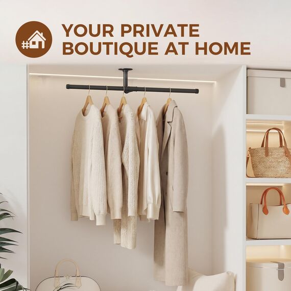 Bamworld Hängende Pflanzgefäße für Zimmerpflanzen, T-Form, Hängepflanzenhalter, Pflanzenaufhänger, Innenfenster, Pflanzenregale, Deckenwandhalterung, Schwarze Stange für Gartenwanddekoration