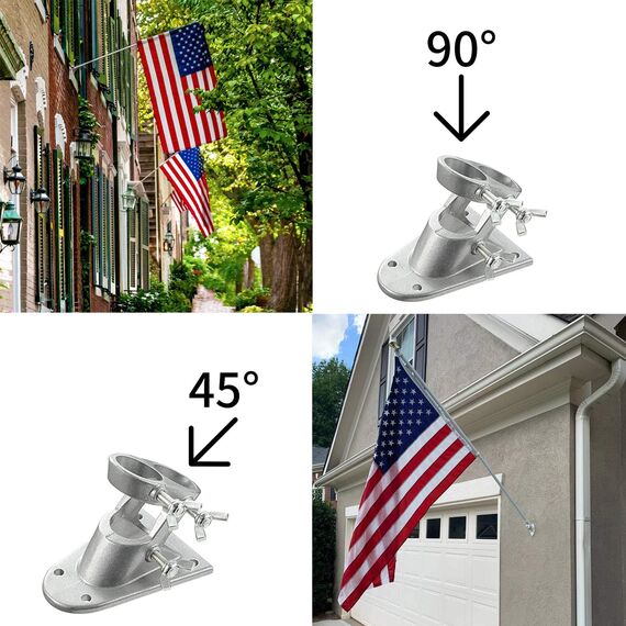 TALITARE Fahnenmast aus Aluminium Silber mit Fahnenmasthalter aus Edelstahl, Edelstahl 180 cm Fahnenstange kit mit Halterung mit Drehbaren Ringen/Silber Basis