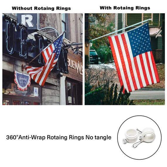 TALITARE Fahnenmast aus Aluminium Silber mit Fahnenmasthalter aus Edelstahl, Edelstahl 150 cm Fahnenstange kit mit Halterung mit Drehbaren Ringen/Weiße Basis