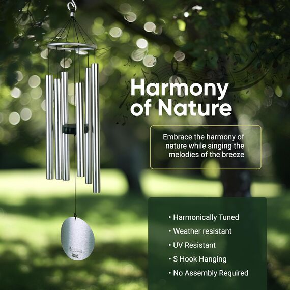 Nature's Melody Windspiel - Aureole Tunes 36" Silver - 91,4 cm (36 Zoll) - Aluminium
