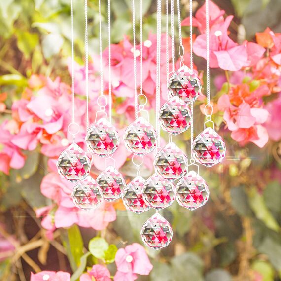 MerryNine 6 Stück klare Kristallkugel-Prisma-Sonnenschein-Catcher, Regenbogen-Anhänger, hängende Kristalle, Prismen für Fenster, für Feng Shui, als Geschenk