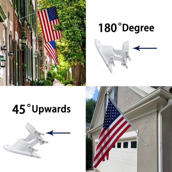 TALITARE Fahnenmast aus Aluminium Silber mit Fahnenmasthalter aus Edelstahl, Edelstahl 180 cm Fahnenstange kit mit Halterung mit Drehbaren Ringen/Weiße Basis