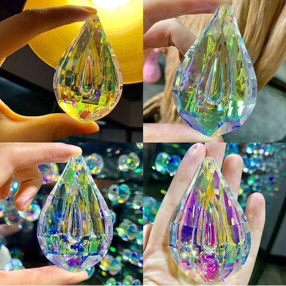 H&D Hyaline & Dora Regenbogen Sonnenfänger Glas Anhänger Kristall in Tropfenform Prismen 76 mm