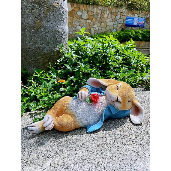 iRonrain Gartenstatuen Kaninchen, Fantasy Bunny Outdoor Art Décor Tierfiguren Ornament für Thanksgiving Day, Weihnachtsstatue Dekorationen für Garten Hof Rasen Indoor Skulptur (Blau)