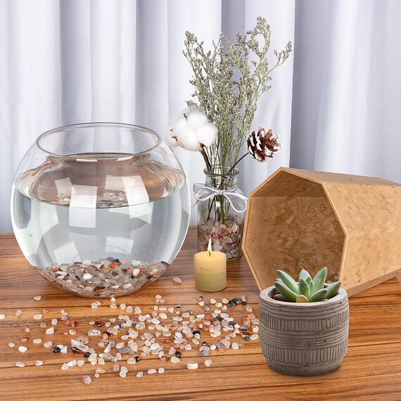 Kieselsteine, RIFNY Dekosteine Achat Kies Deko für Garten Blumentopf Pflanzen Sukkulenten Kaktus, Aquarium Kies Steine (680g, Weiß)