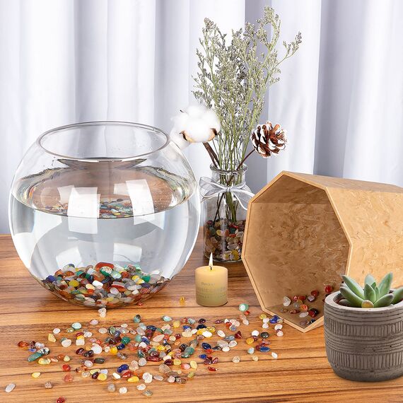RIFNY Kieselsteine für Aquarium Blumentopf Deko Steine kleine Natur Kristall Achat Kies für Sukkulenten Kaktus Terrarium DIY Balkon Pflanztöpfen Dekorative, 680g, Gemischt