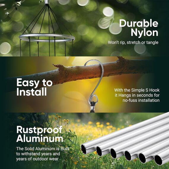 Nature's Melody Windspiel - Aureole Tunes 36" Silver - 91,4 cm (36 Zoll) - Aluminium