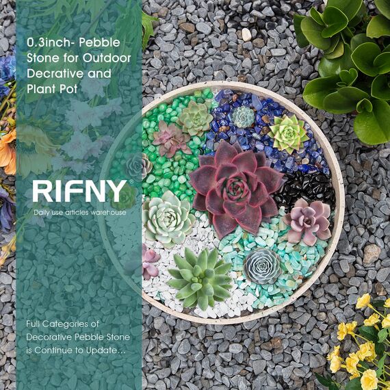 RIFNY Kieselsteine für Aquarium Blumentopf Deko Steine kleine Natur Kristall Achat Kies für Sukkulenten Kaktus Terrarium DIY Balkon Pflanztöpfen Dekorative, 680g, Gemischt