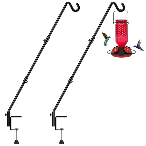 FEED GARDEN, aktualisierte Version, Hänger für Vogelfutterspender, verstellbar, 109,9 cm, Deckhaken für Geländer, 360 Grad drehbar, robuste Hängehaken für Vogelfutterspender, Windspiele, 2 Stück