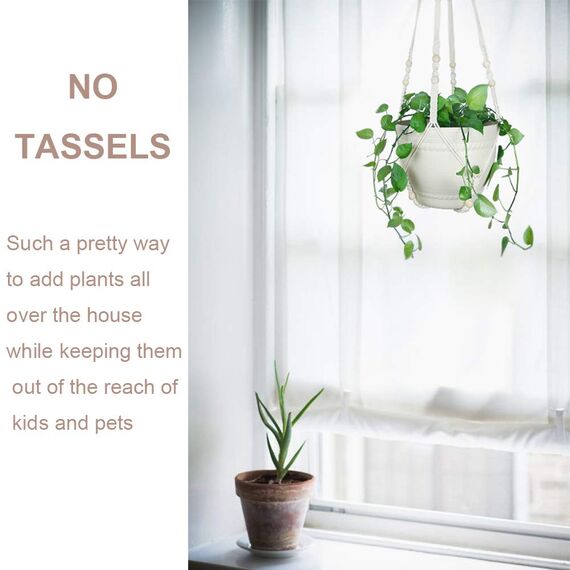 Bouqlife 43 Zoll Makramee Pflanzenhänger Groß für 30,5 cm Topf Extra Lang Keine Quaste Baumwollseil Hängende Pflanzenhalter mit Deckenhaken Bohemian Home Decor