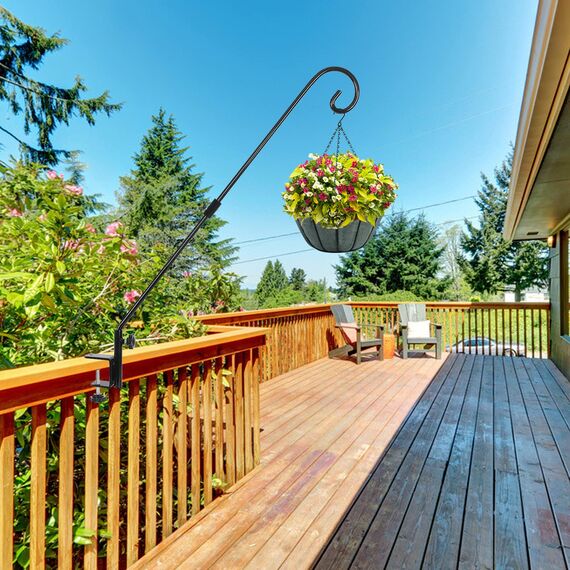 FEED GARDEN, robuster Deckhaken für Geländer, 78,9 cm, rutschfeste Klemme, 360 Grad drehbar, zum Aufhängen von Vogelfutterspendern, Pflanzen, Laternen, Drahtkörben, Windspielen, Schwarz, 2 Stück