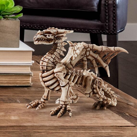 Design Toscano CL7038 Corpus Crux, Gothic-Drachenskelett, Skulptur, Resin, bunt, 12.5 x 19 x 18 cm