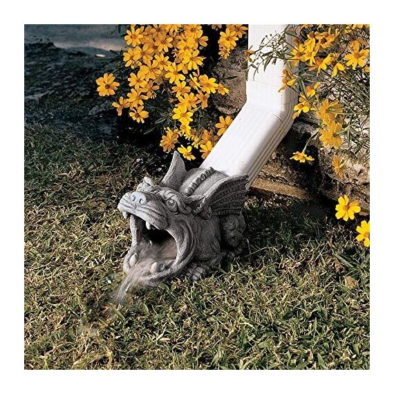 Design Toscano Roland der Gargoyle Dachrinnenwächter Regenrohrverlängerung Statue, Polyresin, Vollfarbe, 25,5 cm