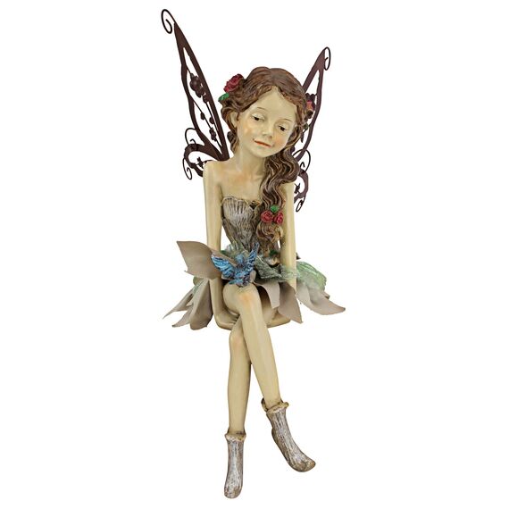 Design Toscano Fannie die Gartenfee Sitzende Statue, Polyresin, vollfarbe, 30,5 cm