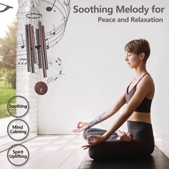 BLESSEDLAND Premium Windspiel 41“, Großer tiefer Ton，6 Metal Tubes, Outdoor-Dekor für Garten, Hof, Patio und Haus(Kupfervene)