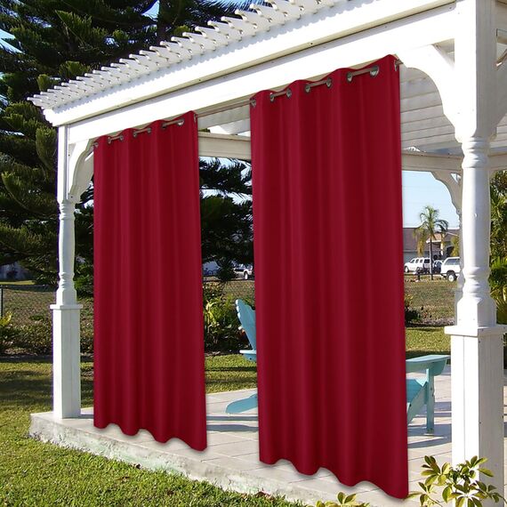 Bonzer wasserdichte Outdoor-Vorhänge für Terrasse, Veranda, Pergola, Sonnenlicht, Sichtschutz, Ösen, Innenvorhang, für Schlafzimmer, Wohnzimmer, 1 Stück, 213 x 213 cm, Rot