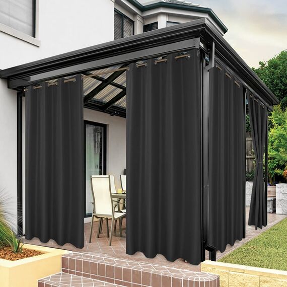 Bonzer Outdoor-Vorhänge für Terrasse, wasserdicht, dick, Privatsphäre, Ösen, Sonnenlicht blockierend, Außenvorhänge für Veranda, Pergola, Pavillon, Deck, 1 Stück, 213 x 213 cm, Anthrazit