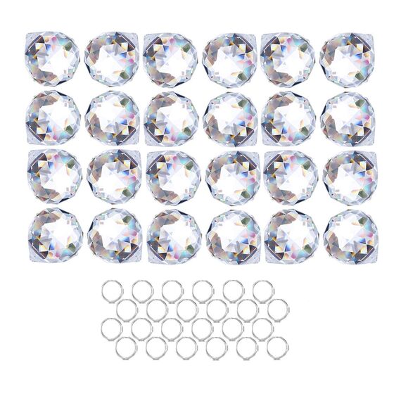24 Pack Kristalle Zum Aufhängen, 20mm Prisma Sonnenscheinfänger, Als Dekoration, Bunte Regenbogen, Für Kronleuchter, Feng Shui Sonnenfänger (Clear)