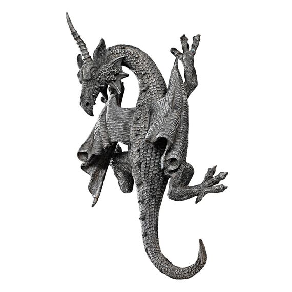 Design Toscano Gehörnter Drache von Devonshire Wandfigur, Esszimmer , Maße: 18 x 11.5 x 34.5 cm 1.25 kg