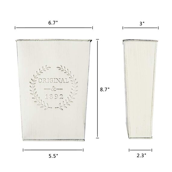 LESEN Set mit 2 Bauernhaus-Metall-Wand-Pflanzgefäßen, rustikale Wanddekoration, Land-hängende Wandvase, Box für Pflanzen, Blumen, Heimdekoration