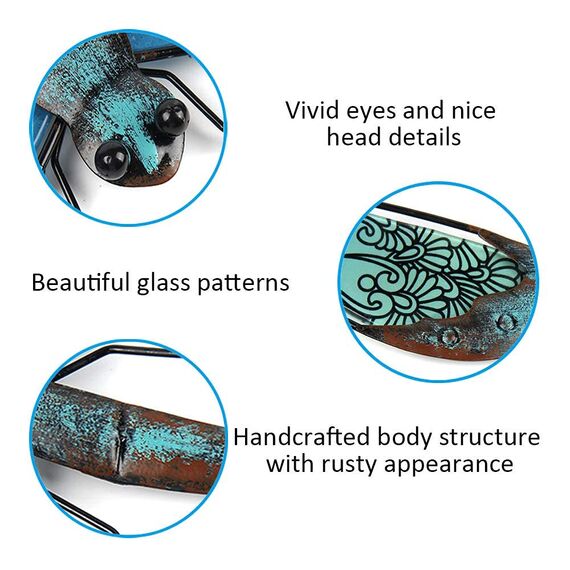 Liffy Metall Libelle Wanddekoration im Freien Zaun Kunst außerhalb hängende Dekorationen für Garten, Wohnzimmer, Schlafzimmer (Blue)