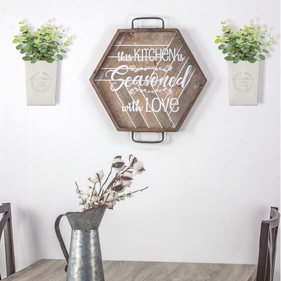 LESEN Set mit 2 Bauernhaus-Metall-Wand-Pflanzgefäßen, rustikale Wanddekoration, Land-hängende Wandvase, Box für Pflanzen, Blumen, Heimdekoration