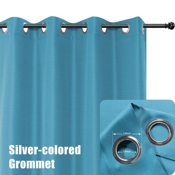 BONZER Wasserdichte Vorhänge für Innen- und Außenbereich, dick, Privatsphäre, breite Ösen, Vorhänge für Schlafzimmer, Wohnzimmer, Veranda, Pergola, 1 Stück, 275 x 244 cm, Blaugrün