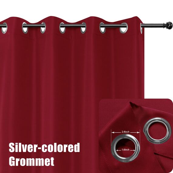 Bonzer wasserdichte Vorhänge für Terrasse, Gardinen mit Breiten Ösen, Sonnenlicht blockierende Gardine Blickdicht, Außenvorhänge für Pavillon, Veranda, Pergola, 1 Panel, 279,4 x 213,4 cm, Rot