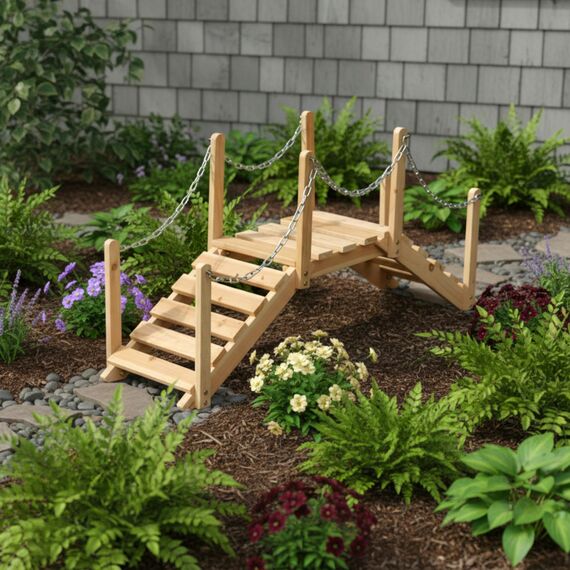 Shine Company Gartenbrücke aus Zedernholz mit Seitenschienen Natur 4963N