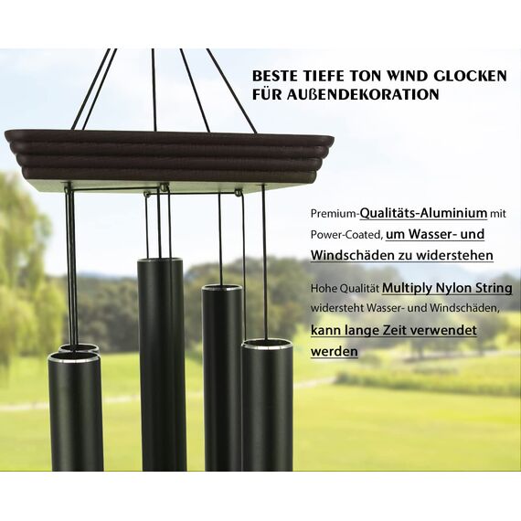 48 Zoll großes Windspiel für den Außenbereich, Sympathie-Windspiel mit 5 schweren Aluminiumrohren, abgestimmte beruhigende Melodie, Gedenkwindspiel für die Außendekoration (Terrasse, Garten, Hof)