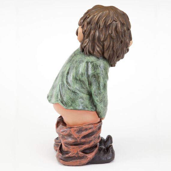 Bits and Pieces - Gartenzwerg mit Hose runter - Frecher Zwerg auf frischer Tat ertappt - Lustiges Gartendeko aus Kunstharz - 34cm hoch x 13cm breit