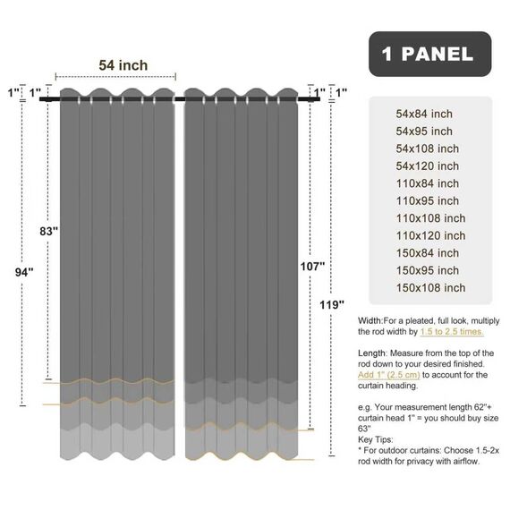 BONZER Outdoor-Vorhänge für Terrasse, wasserabweisend, schwer, Privatsphäre, Sonnenlicht blockierend, Ösen, Außenvorhänge für Veranda, Pergola, Pavillon, 1 Stück, 137 x 274 cm, Anthrazit