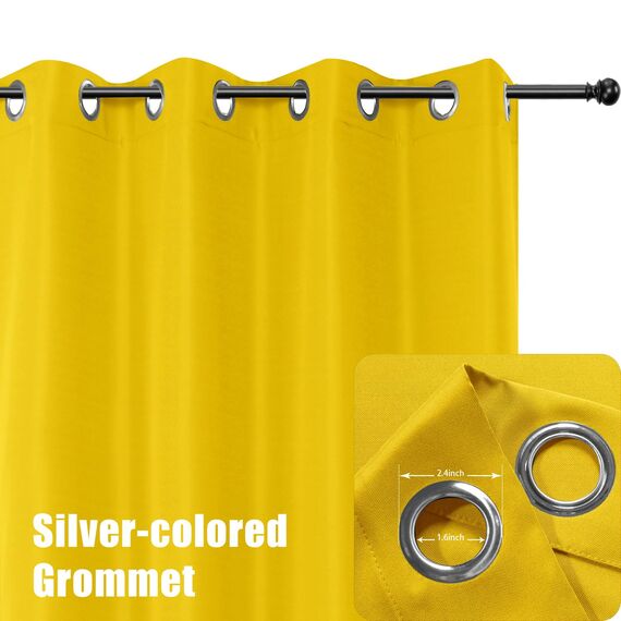 BONZER Outdoor-Vorhänge für Terrasse, wasserdicht, dick, Privatsphäre, Ösen, Sonnenlicht blockierend, Außenvorhänge für Veranda, Pergola, Pavillon, Deck, 1 Stück, 213 x 274 cm, Gelb