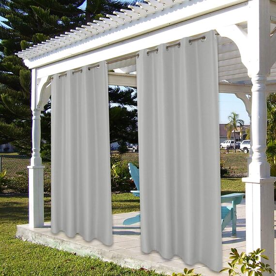 Bonzer wasserdichte Outdoor-Vorhänge für Terrasse, Veranda, Pergola, Sonnenlicht, Sichtschutz, Ösen, Innenvorhang, für Schlafzimmer, Wohnzimmer, 1 Stück, 213 x 274 cm (B x L), Silber