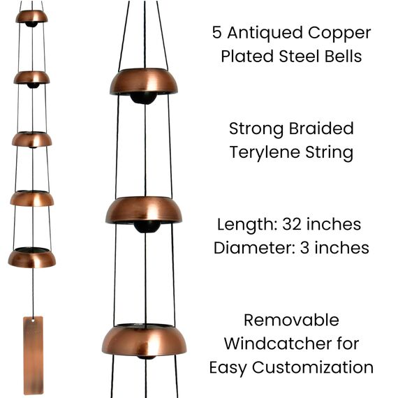 Woodstock Tempelglocken Quintett Kupfer Windspiel [Gartenartikel]