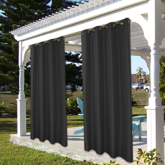 BONZER Wasserdichte Vorhänge für Innen- und Außenbereich, dicke Sichtschutzvorhänge mit Ösen, für Schlafzimmer, Wohnzimmer, Veranda, Pergola, 1 Stück, 213 x 274 cm, Anthrazit