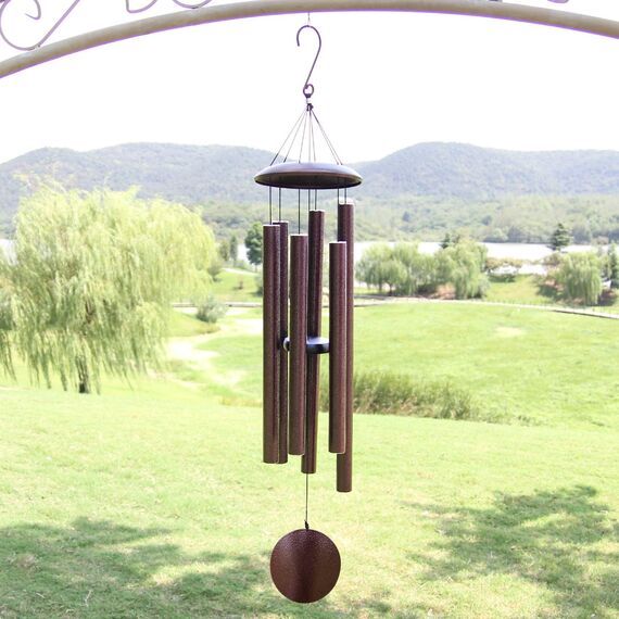 ASTARIN Outdoor-Windspiele, 114 cm Gedenk-Windspiele mit 6 schweren Röhren, großer tiefer Ton für Gartenhänge-Dekoration, Mitgefühls-Geschenke. Bronzefarben.