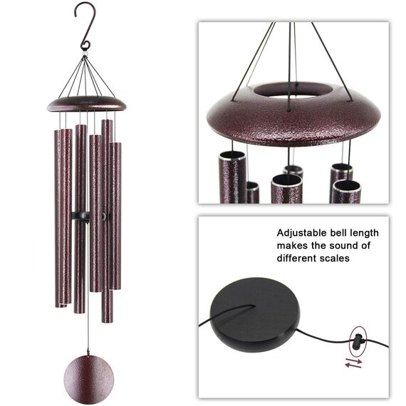 ASTARIN Outdoor-Windspiele, 114 cm Gedenk-Windspiele mit 6 schweren Röhren, großer tiefer Ton für Gartenhänge-Dekoration, Mitgefühls-Geschenke. Bronzefarben.