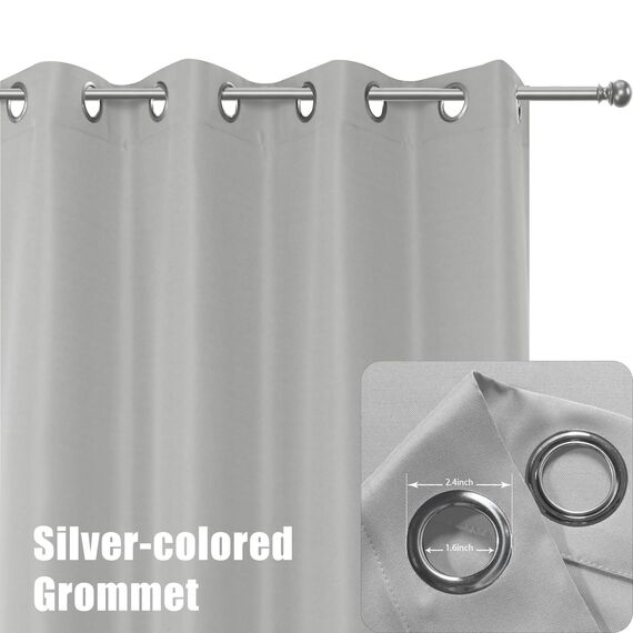 BONZER Wasserdichte Vorhänge für Innen- und Außenbereich, dicke Sichtschutzvorhänge mit Ösen, für Schlafzimmer, Wohnzimmer, Veranda, Pergola, 1 Stück, 137 x 274 cm, Silber