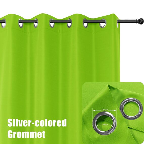 BONZER Wasserdichte Vorhänge für Innen- und Außenbereich, dicke Sichtschutzvorhänge mit Ösen, für Schlafzimmer, Wohnzimmer, Veranda, Pergola, 1 Stück, 137 x 274 cm, Grün