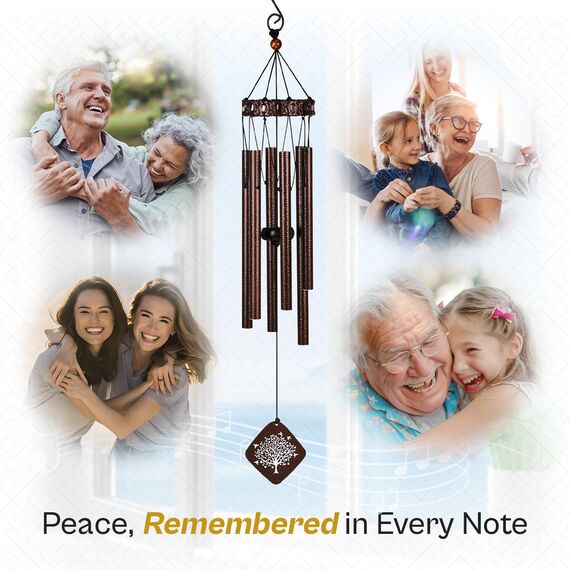 Gedenk-Windspiel I Baum des Lebens Windspiel I Windspiele in Erinnerung an einen geliebten Menschen I Trauergeschenk für Verlust von Vater, Mutter, Ehefrau, Ehemann I Beileidsgeschenk I 73,7 cm