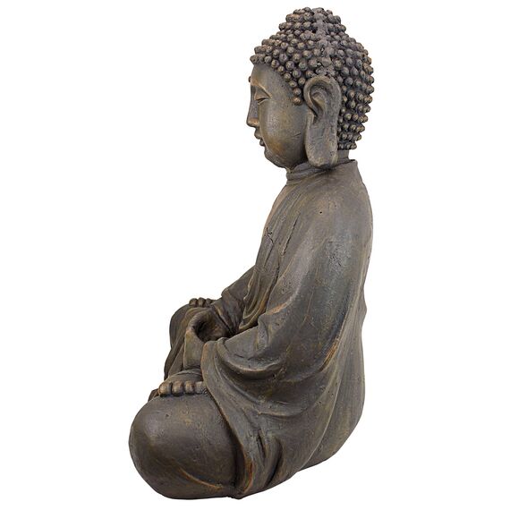 Design Toscano Meditierender Buddha des großen Tempels Gartenstatue, Polyresin, steingrau, Mittel 66 cm