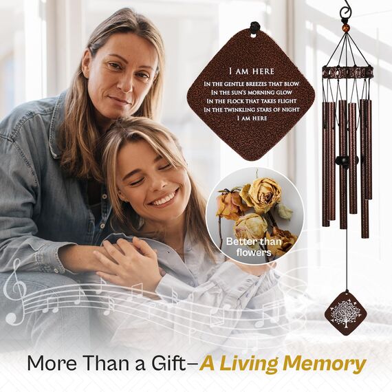 Gedenk-Windspiel I Baum des Lebens Windspiel I Windspiele in Erinnerung an einen geliebten Menschen I Trauergeschenk für Verlust von Vater, Mutter, Ehefrau, Ehemann I Beileidsgeschenk I 73,7 cm