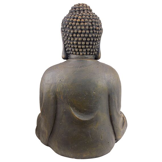 Design Toscano Meditierender Buddha des großen Tempels Gartenstatue, Polyresin, steingrau, Mittel 66 cm