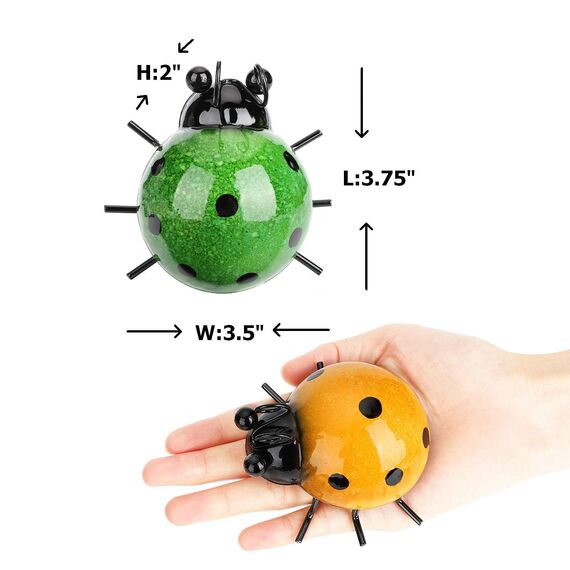 GIFTME 5 Metall-Garten-Wandkunst, dekoratives Set mit 4 niedlichen Marienkäfern, Wandskulpturen für den Außenbereich