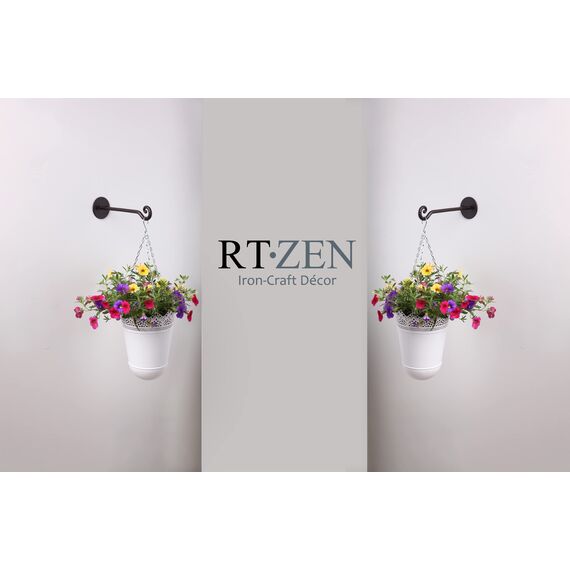 RTZEN Pflanzenaufhänger mit Wirbelhaken – handgeschmiedet, robust, schmiedeeiserne Wanddekoration – für den Innen- und Außenbereich, wirbelnd, Körbe und Windspiele, 2 Stück